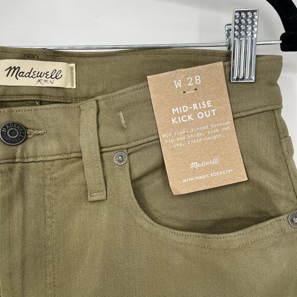 Madewell Kick Out Crop Jeans Coated Edition Distant Surplus Green Size 28 NWT - Picture 6 of 13